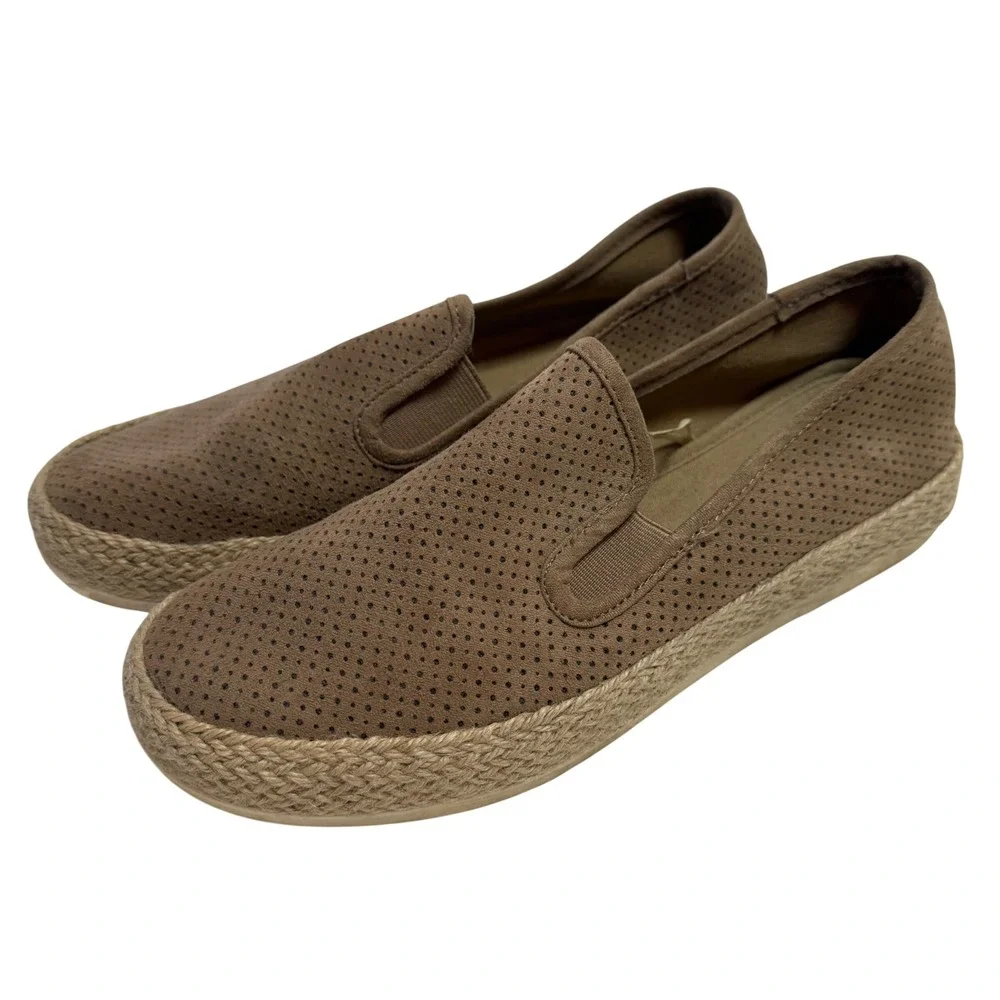 Esprit Nadeen Womens 8M Brown Perforated Espadrille‎ Slip On Sneakers